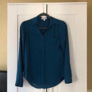 Dark turquoise button down shirt